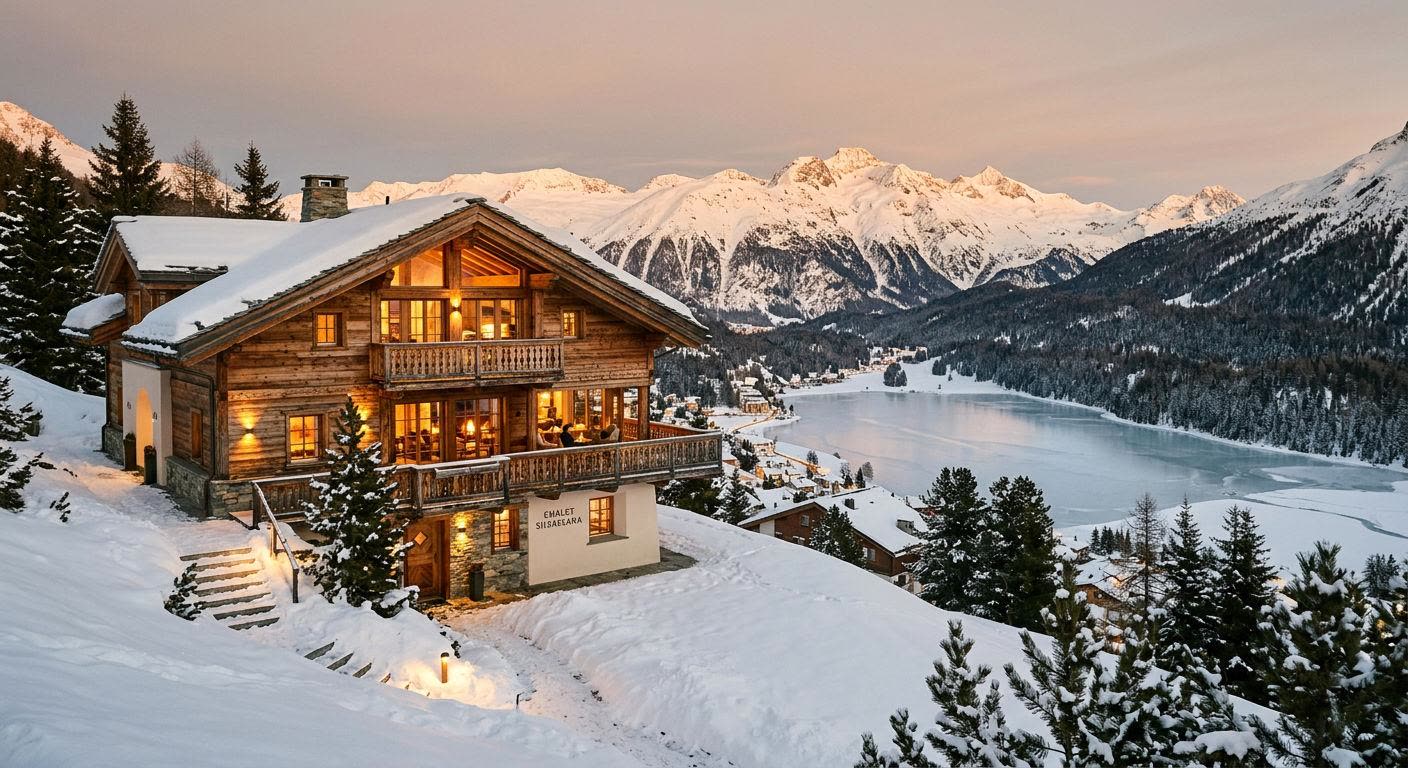 Luxury chalet in St Moritz during winter