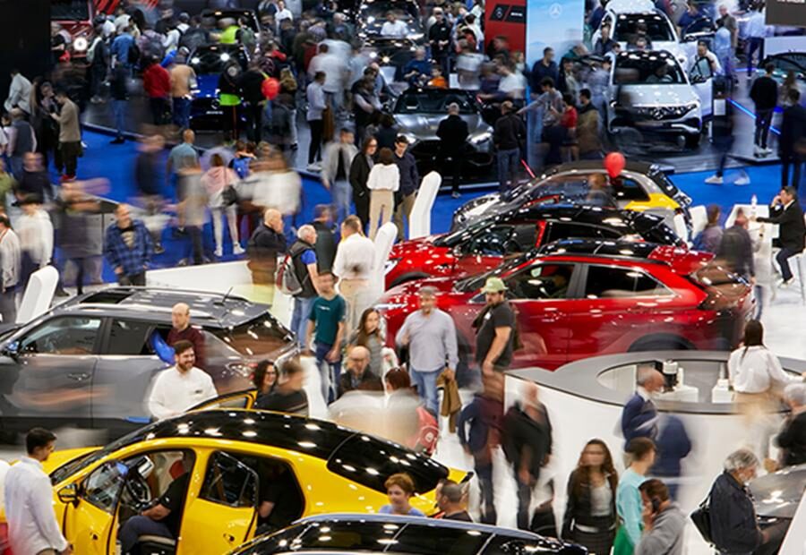 Manufacturer stand and modern cars at Automobile Barcelona