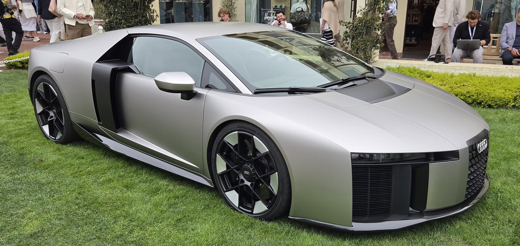 Audi Nuvolari on show beside the 18th fairway at Pebble Beach